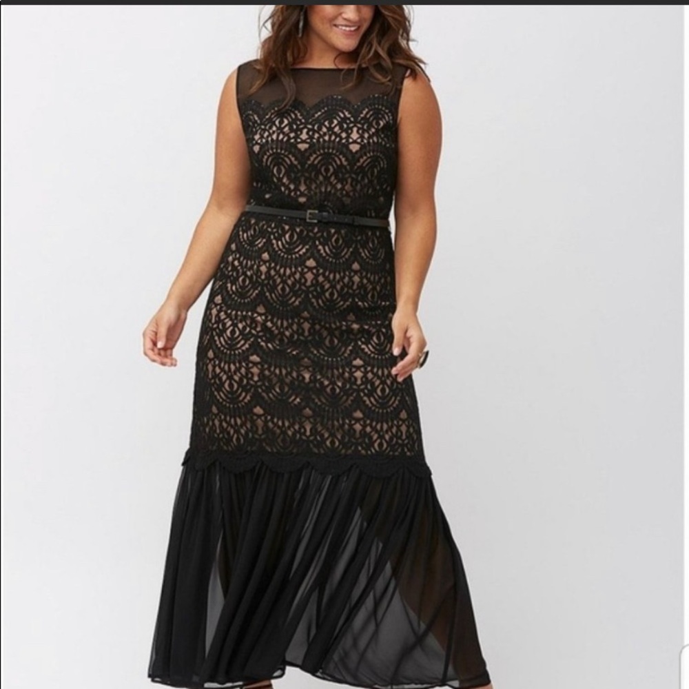 Lela Rose for Lane Bryant Black Long Lace Dress 18